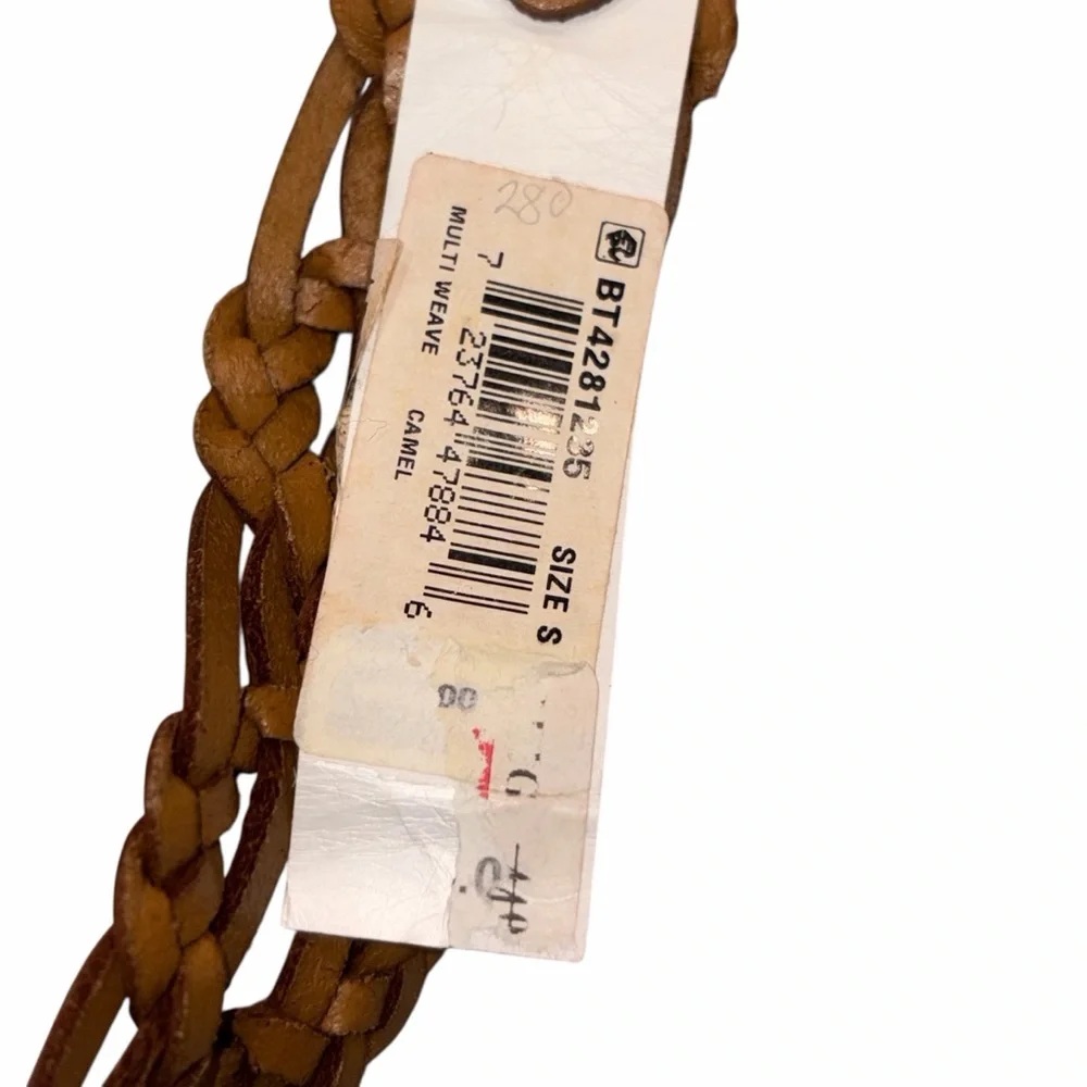 NEW Fossil Camel Brown Woven Multi Weave Leather Belt size Small